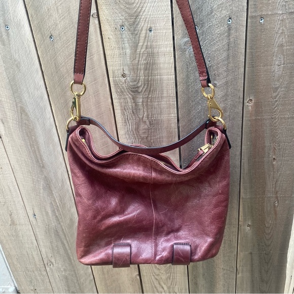 She+lo boho Burgundy Leather Shoulder crossbody Bag - Picture 4 of 15
